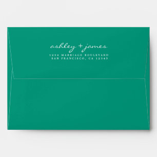 Emerald Green Wedding Return Address  Envelope