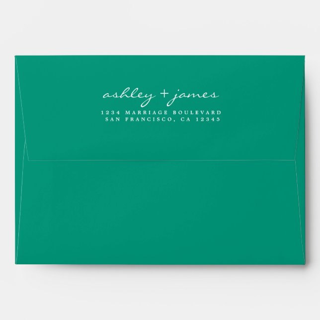 Emerald Green Wedding Return Address  Envelope (Back (Top Flap))