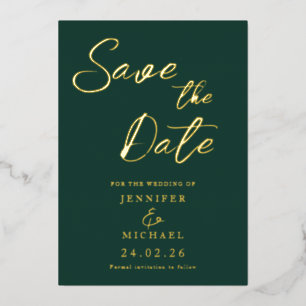 Emerald Green Wedding Save The Date Gold