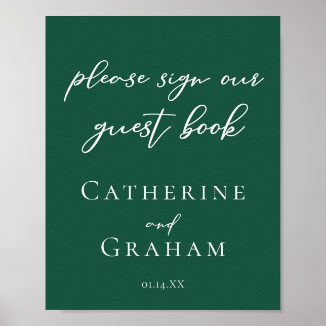 Emerald Green Wedding Sign Our Guest Book Poster (Front)