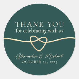 Emerald Green Wedding Thank You Classic Round Sticker