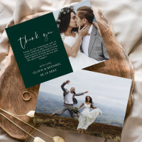 Emerald Green Wedding Thank You Photo Minimalist