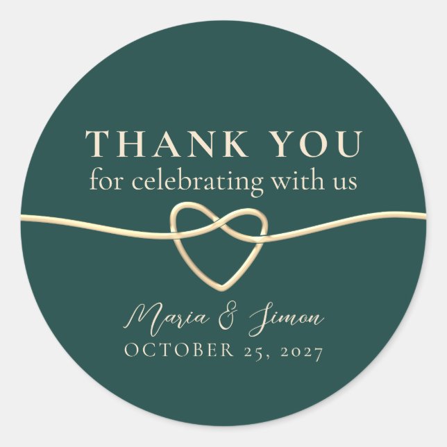 Emerald Green Wedding Thank You Sticker (Front)