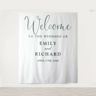 Emerald Green Wedding Welcome Photo Backdrop Tapestry