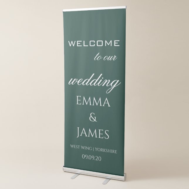  Emerald Green Wedding Welcome Retractable Banner (3/4)