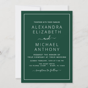 Emerald Green Wedding with Photo Invitation