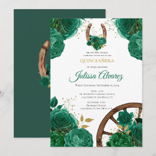 Emerald Green Western Quinceanera Invite