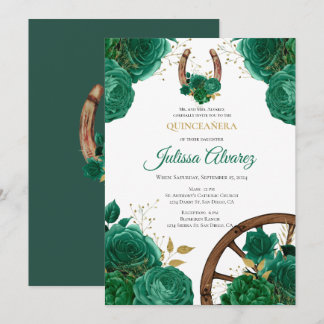 Emerald Green Western Quinceanera Invite