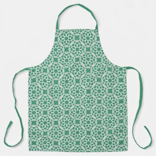 Emerald Green White Geometric Seamless Pattern Apron