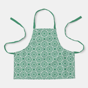 Emerald Green White Geometric Seamless Pattern Apron