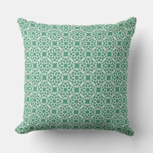 Emerald Green White Geometric Seamless Pattern Cushion