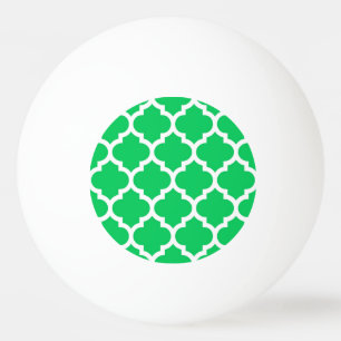 Emerald Green White Moroccan Quatrefoil Pattern #5 Ping Pong Ball