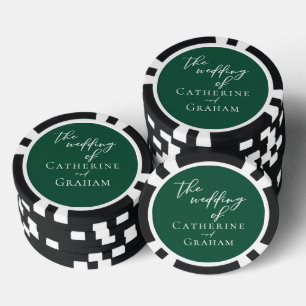 Emerald Green White Personalized Wedding Poker Chips