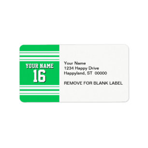 Emerald Green White Team Jersey Custom Number Name Label