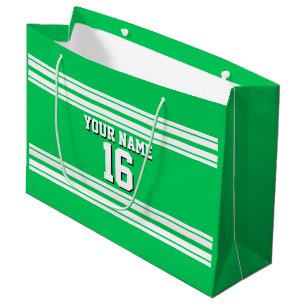 Emerald Green White Team Jersey Custom Number Name Large Gift Bag