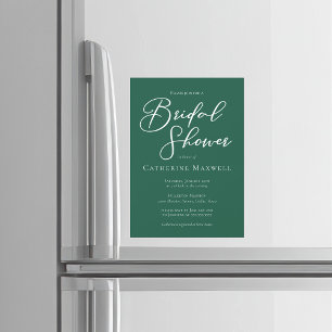 Emerald Green White Typography Bridal Shower Magnetic Invitation