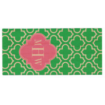 Emerald Green Wht Moroccan #6 Hot Pink 3I Monogram