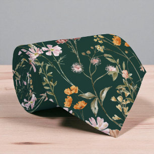 Emerald Green Wildflower Garden Flowers Meadow Tie