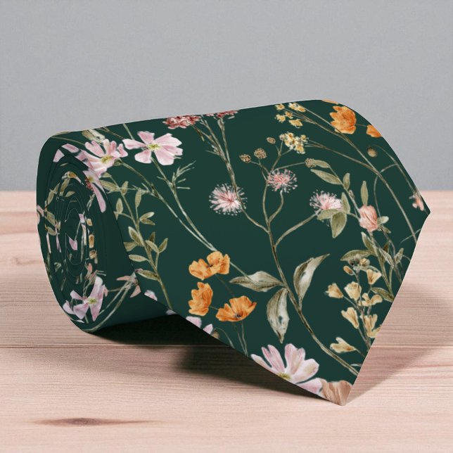 Emerald Green Wildflower Garden Flowers Meadow Tie (Creator Uploaded)