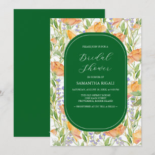 Emerald Green & Wildflowers Bridal Shower Invites