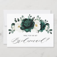 Emerald Green Will you be my Bridesmaid Invitation