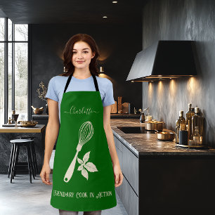 Emerald Green with Champagne Gold Whisk and Herb Apron