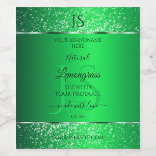 Emerald Green with Glitter Initials Product Labels