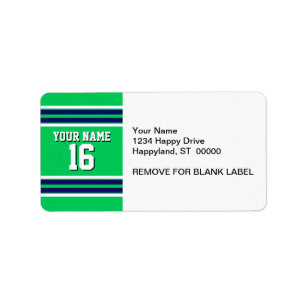 Emerald Green with Navy White Stripes Team Jersey Label