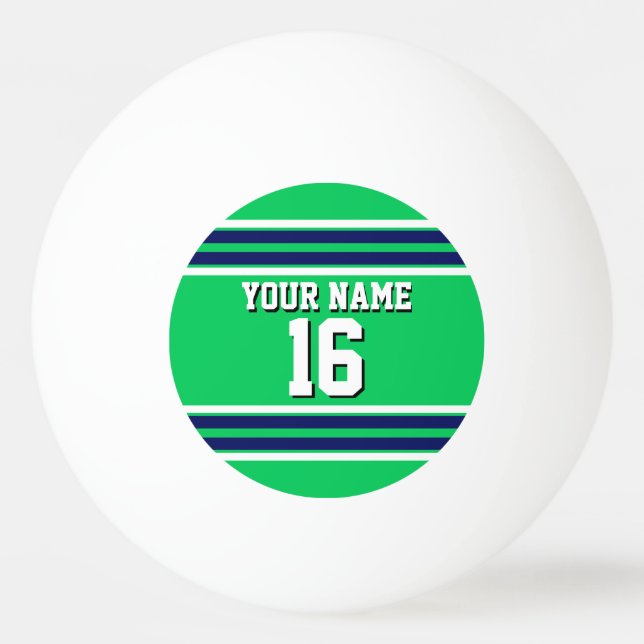Emerald Green with Navy White Stripes Team Jersey Ping Pong Ball (Front)