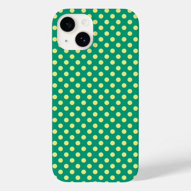 Emerald Green with Yellow Polka Dots by STaylor Case-Mate iPhone Case (Back)