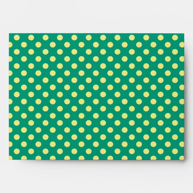 Emerald Green with Yellow Polka Dots by STaylor Envelopes (Front)