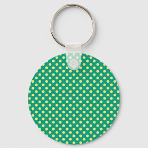 Emerald Green with Yellow Polka Dots by STaylor Key Ring