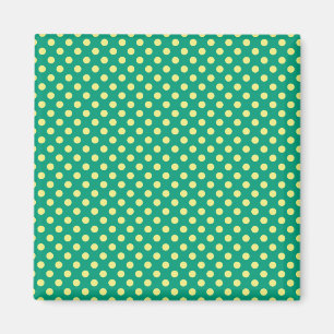 Emerald Green with Yellow Polka Dots by STaylor Magnet