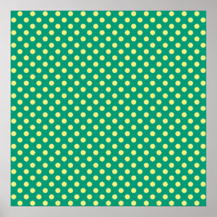 Emerald Green with Yellow Polka Dots by STaylor Poster