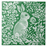 Emerald Green Woodland Bunny Rabbit Intricate Tile<br><div class="desc">This intricate woodland or garden design in emerald green features a cute bunny rabbit, surrounded by stylised leaves and flowers, inspired by antique chinoiserie pottery motifs. Perfect for any home decor or as a gift for an animal or nature lover! The unique design has a garden look, and would suit...</div>