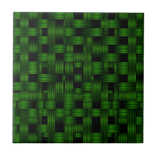 Emerald Green Woven Basket Texture Pattern Tile