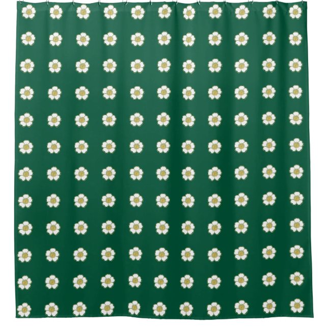 emerald green yellow and white Buttercup Flowers Shower Curtain (Front)