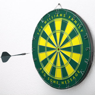Emerald Green Yellow Custom Name and Message Dartboard