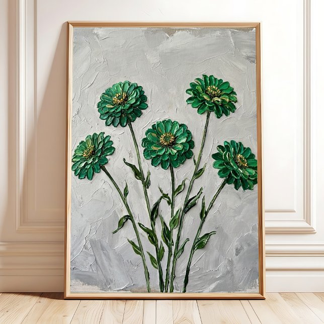 Emerald Green Zinnia Canvas Art Poster (Creator Uploaded)
