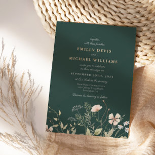 Emerald Greenery All In One Wedding Invitation