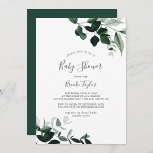 Emerald Greenery Baby Shower Invitation