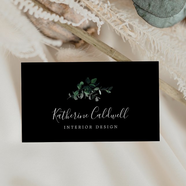 Emerald Greenery | Black Business Card (Creator Uploaded)