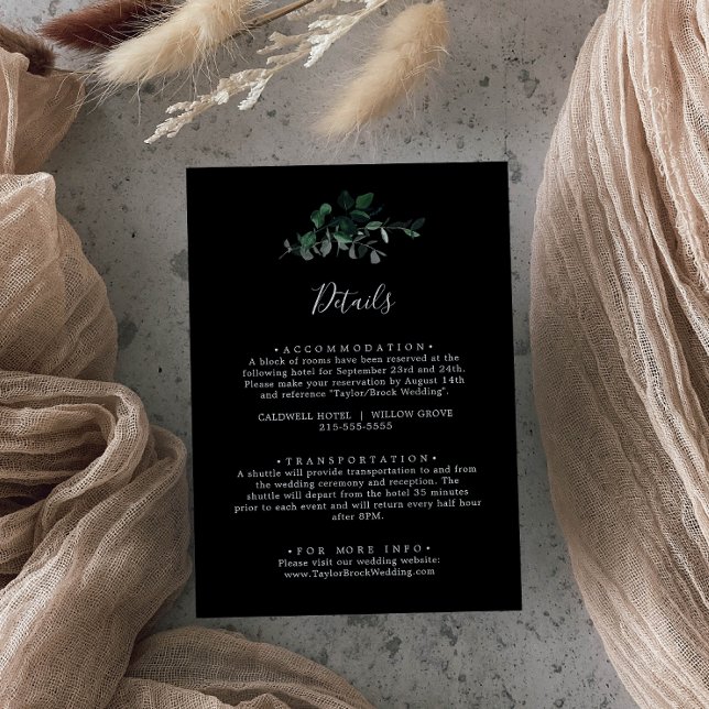 Emerald Greenery | Black Wedding Details Enclosure Card (Creator Uploaded)