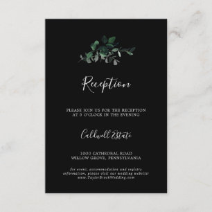Emerald Greenery Black Wedding Reception Enclosure Card