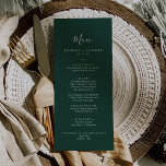 Emerald Greenery Coordinate Wedding Dinner Menu<br><div class="desc">This emerald greenery coordinate wedding dinner menu card is perfect for a boho wedding. The elegant yet rustic design features moody dark green with a modern bohemian woodland feel. Coordinates with the Emerald Greenery Collection by Fresh & Yummy Paperie. This menu can be used for a wedding reception, rehearsal dinner,...</div>