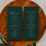 Emerald Greenery Coordinate Wedding Program Programme<br><div class="desc">This emerald greenery coordinate wedding program is perfect for a boho wedding. The elegant yet rustic design features moody dark green with a modern bohemian woodland feel. Coordinates with the Emerald Greenery Collection by Fresh & Yummy Paperie. Include the names of the couple, the wedding date and location, thank you...</div>