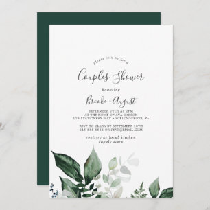 Emerald Greenery Couples Shower Invitation