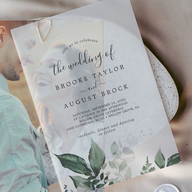 Emerald Greenery Eucalyptus Boho Mountain Wedding Vellum Invitations (Emerald Greenery Eucalyptus Boho Mountain Wedding Vellum Invitations)