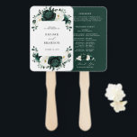 Emerald Greenery Eucalyptus Floral Wedding Program Hand Fan<br><div class="desc">Elegant Emerald green greenery & ivory white floral botanical wedding program featuring white roses and elegant green watercolor eucalyptus leaves . Please contact me for any help in customisation or if you need any other product with this design.</div>