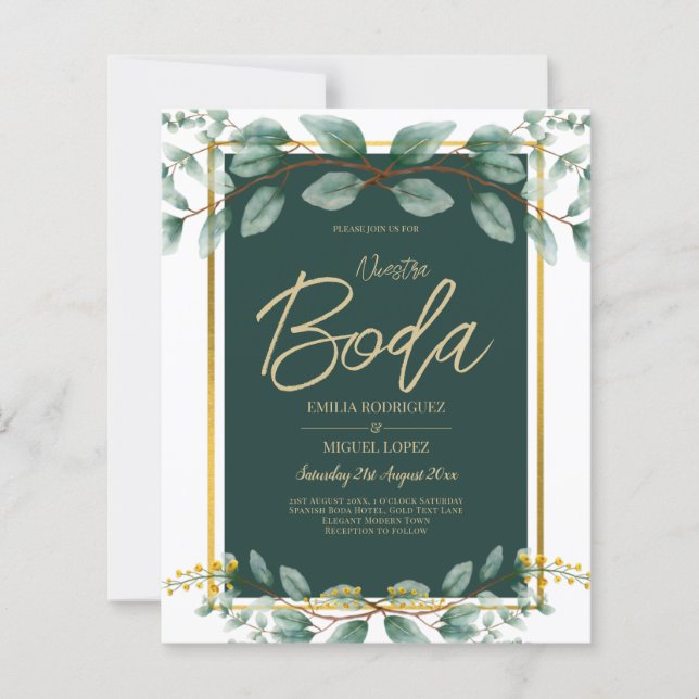 Emerald Greenery Eucalyptus Gold Floral White (Front)